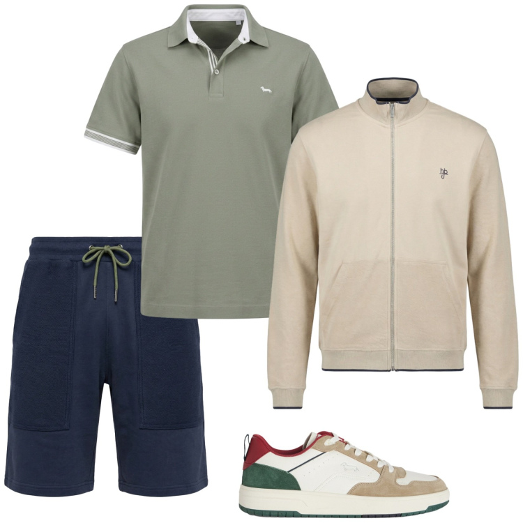 Outfit uomo - Total look #2388751. Stile Casual per Tutti i giorni. Abbinamento con sneakers, pantaloni corti, felpe, polo.