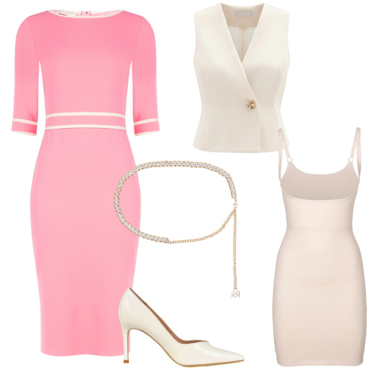Outfit donna - Rinascimento: curve in evidenza. Stile Minimal per Serata fuori. Abbinamento con sottovesti, vestiti a tubino, cinture, gilet, décolleté.