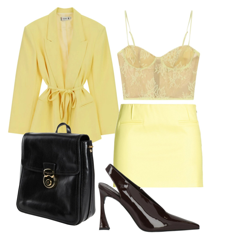 Outfit donna - Total look #2388772. Stile Chic per Ufficio. Abbinamento con zaini, décolleté, minigonne, canottiere, blazer.
