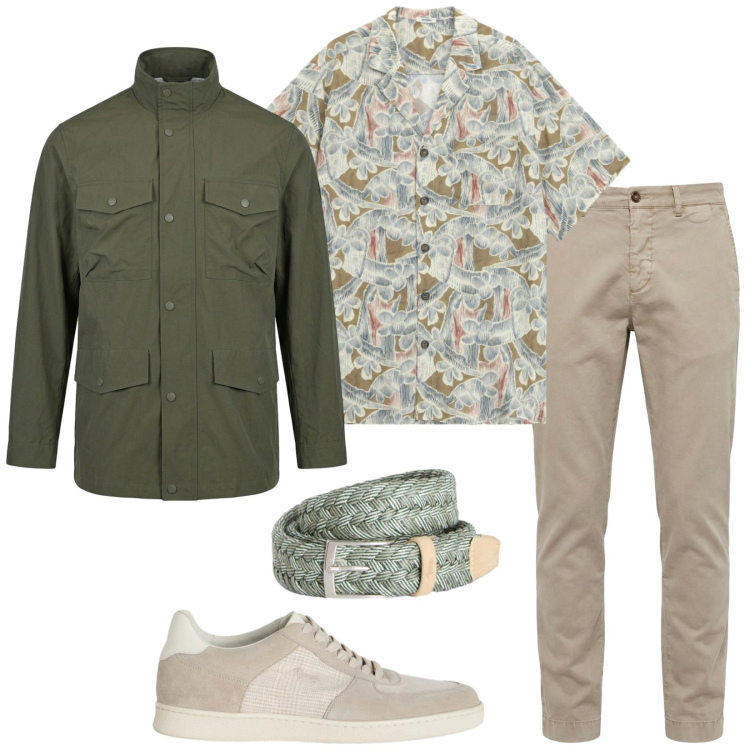 Outfit uomo - Total look #2388784. Stile Casual per Tutti i giorni. Abbinamento con camicie a manica corta, pantaloni chino, sneakers, cinture, giacche.