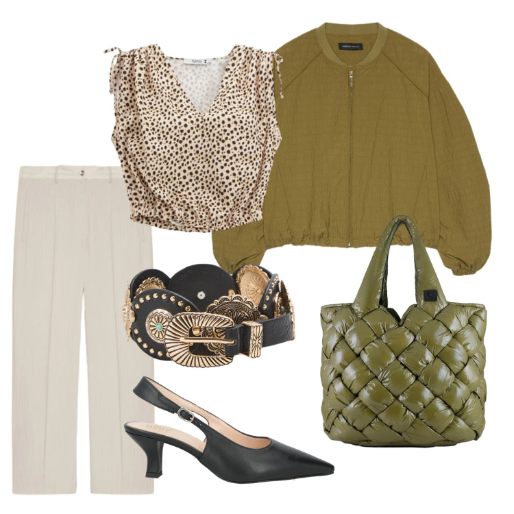 Outfit donna - Total look #2388791. Stile Trendy Abbinamento con décolleté, cinture, pantaloni, blazer, top, borse tote.