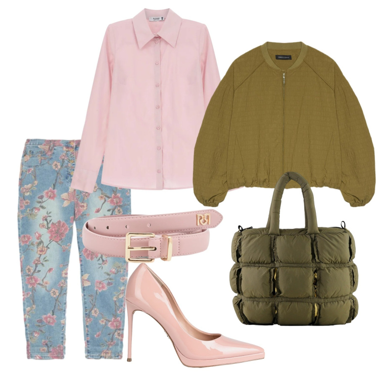 Outfit donna - Total look #2388794. Stile Casual chic per Ufficio. Abbinamento con décolleté, cinture, blazer, jeans, camicie, borse a mano.