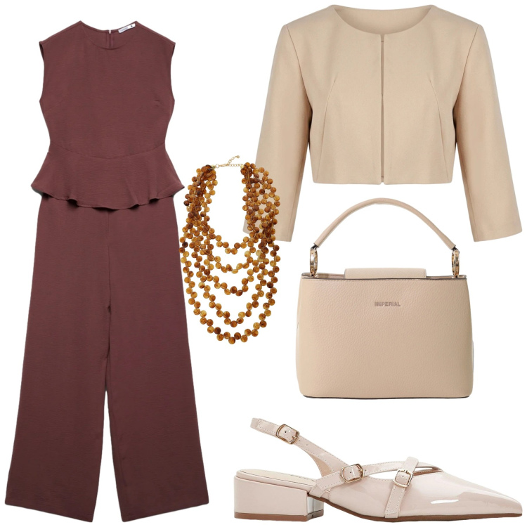 Outfit donna - Total look #2388827. Stile Etnico per Ufficio. Abbinamento con décolleté, tute, borse a secchiello, collane, bolero.