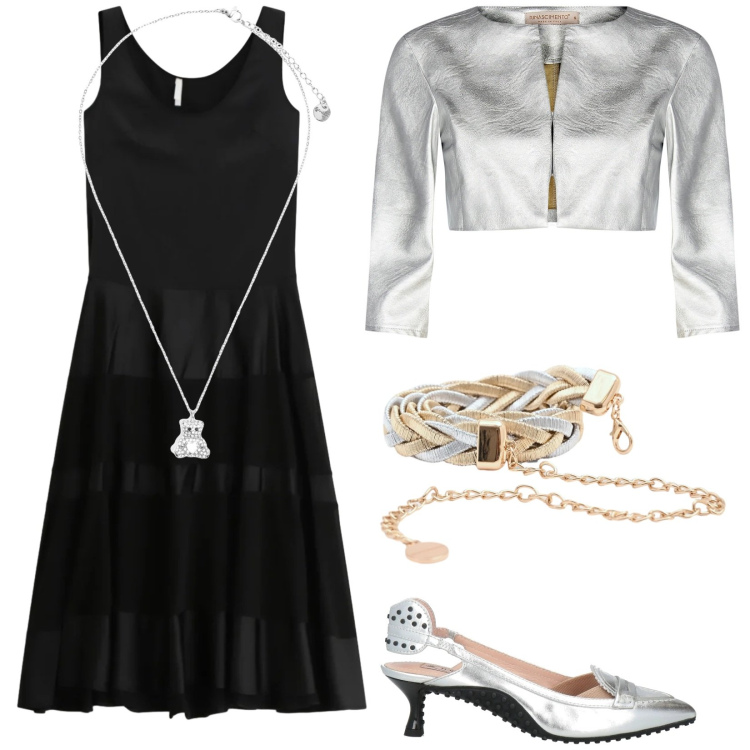 Outfit donna - Total look #2388856. Stile Chic per Cerimonia. Abbinamento con décolleté, vestiti lunghi, bolero, cinture, ciondoli.