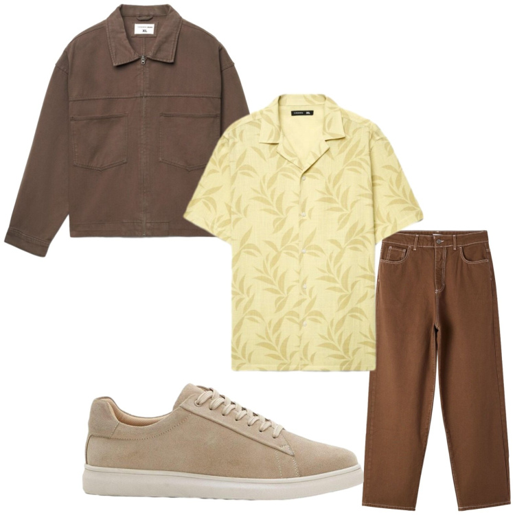 Outfit uomo - Stile primaverile. Stile Casual per Tutti i giorni. Abbinamento con sneakers, pantaloni, cappotti, camicie a manica corta.