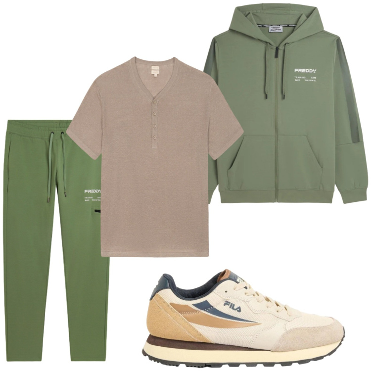 Outfit uomo - Tempo libero. Stile Trendy per Tutti i giorni. Abbinamento con sneakers, pantaloni, felpe con cappuccio, t-shirt.