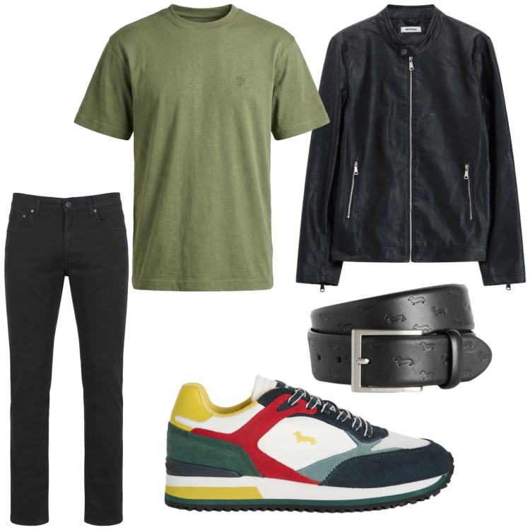 Outfit uomo - Skin. Stile Casual per Tutti i giorni. Abbinamento con giacche, sneakers, cinture, pantaloni, t-shirt.
