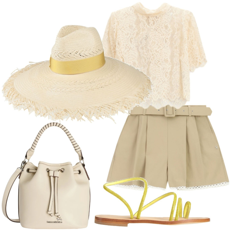 Outfit donna - Capri. Stile Vintage retrò per Mare. Abbinamento con cappelli, ciabatte, borse a secchiello, top, shorts.