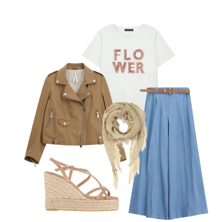 Outfit donna - Total look #2388907. Stile Glamour per Tutti i giorni. Abbinamento con stole, espadrillas, jeans, giacche, t-shirt.