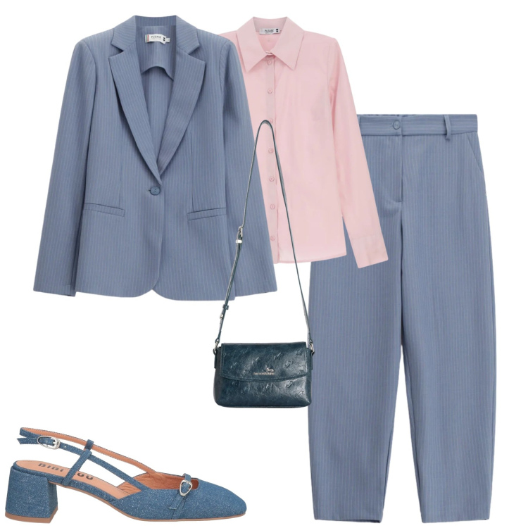 Outfit donna - City. Stile Urban per Tutti i giorni. Abbinamento con décolleté, pantaloni, blazer, camicie, borse a tracolla.