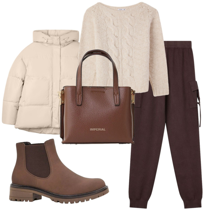 Outfit donna - Total look #2388920. Stile Basic per Ufficio. Abbinamento con stivaletti, bomber, pantaloni cargo, pullovers, borse a tracolla.