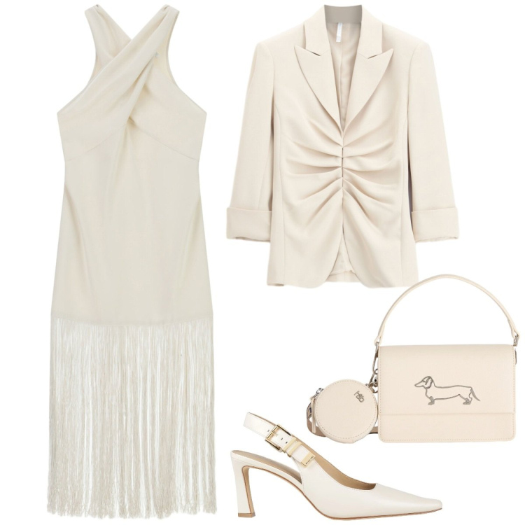 Outfit donna - Total look #2388933. Stile Vintage retrò per Cerimonia. Abbinamento con décolleté, borse a tracolla, vestiti lunghi, blazer.