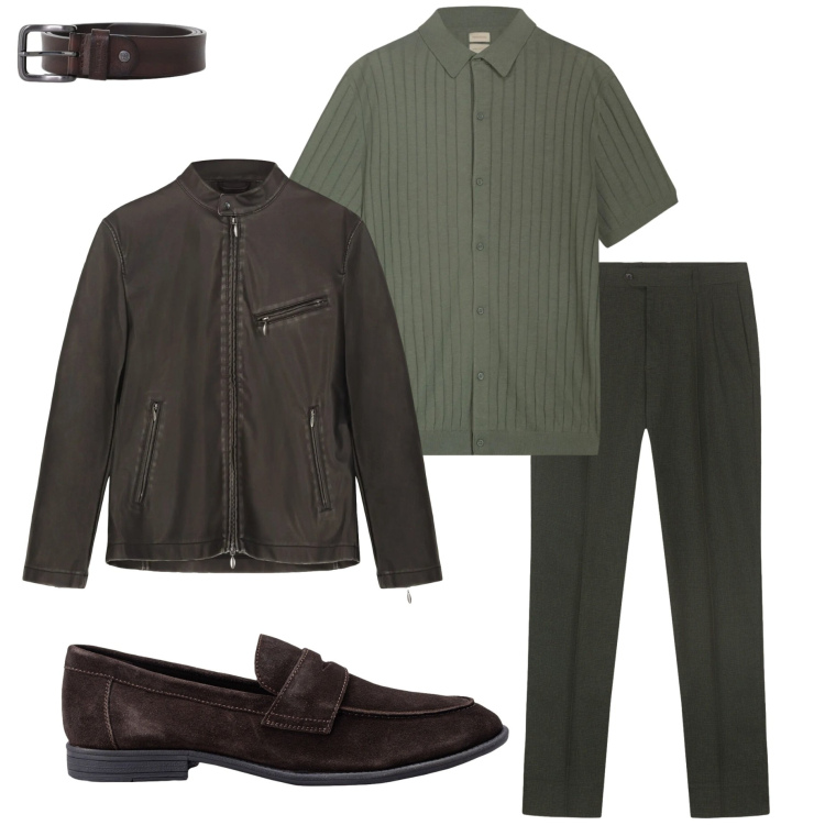 Outfit uomo - Doppelganger. Stile Urban per Tutti i giorni. Abbinamento con cinture, pantaloni, polo, giacche, scarpe stringate.