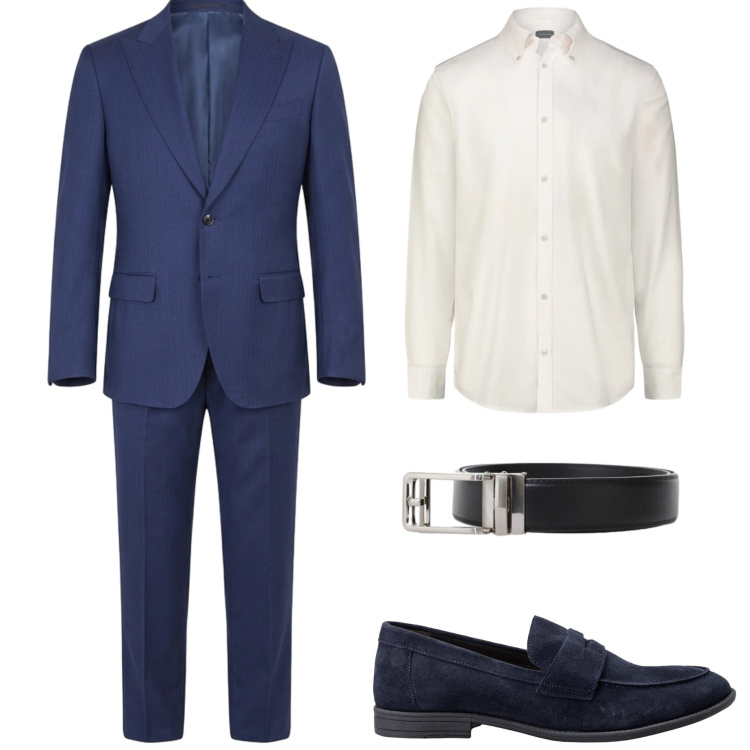 Outfit uomo - Cerimonia. Stile Business/Elegante per Cerimonia. Abbinamento con cinture, camicie, abiti, scarpe stringate.