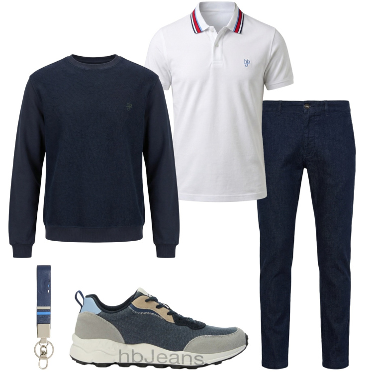 Outfit uomo - Harmont&blaine. Stile Casual per Tutti i giorni. Abbinamento con portachiavi, felpe, jeans, polo, sneakers.