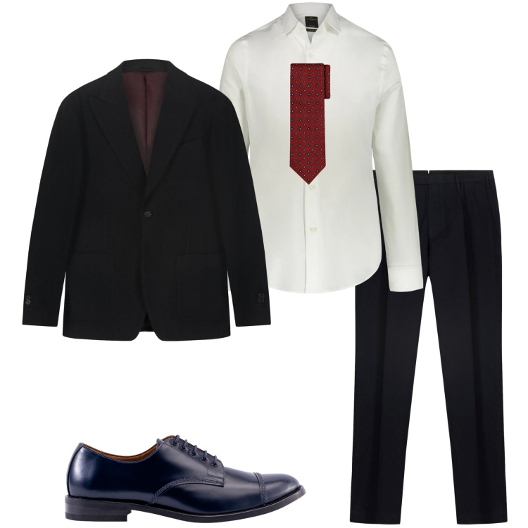 Outfit uomo - Testimone dello sposo. Stile Business/Elegante per Cerimonia. Abbinamento con cravatte, giacche, pantaloni, camicie, scarpe stringate.