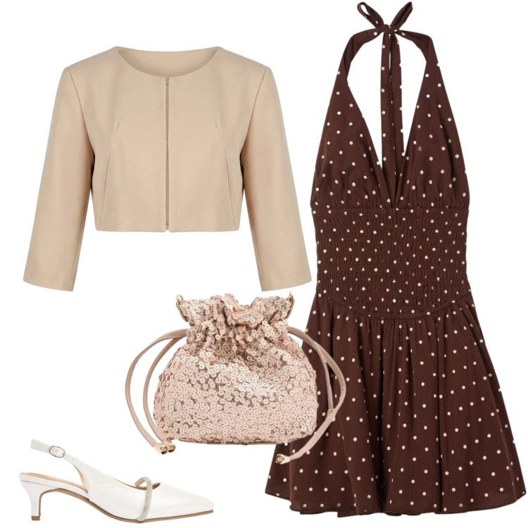 Outfit donna - Total look #2388951. Stile Chic per Serata fuori. Abbinamento con décolleté, bolero, pochette, vestiti corti.