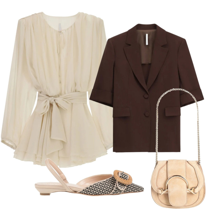 Outfit donna - Cresima a maggio. Stile Casual chic per Cerimonia. Abbinamento con marsupi, ballerine, vestiti corti, blazer.