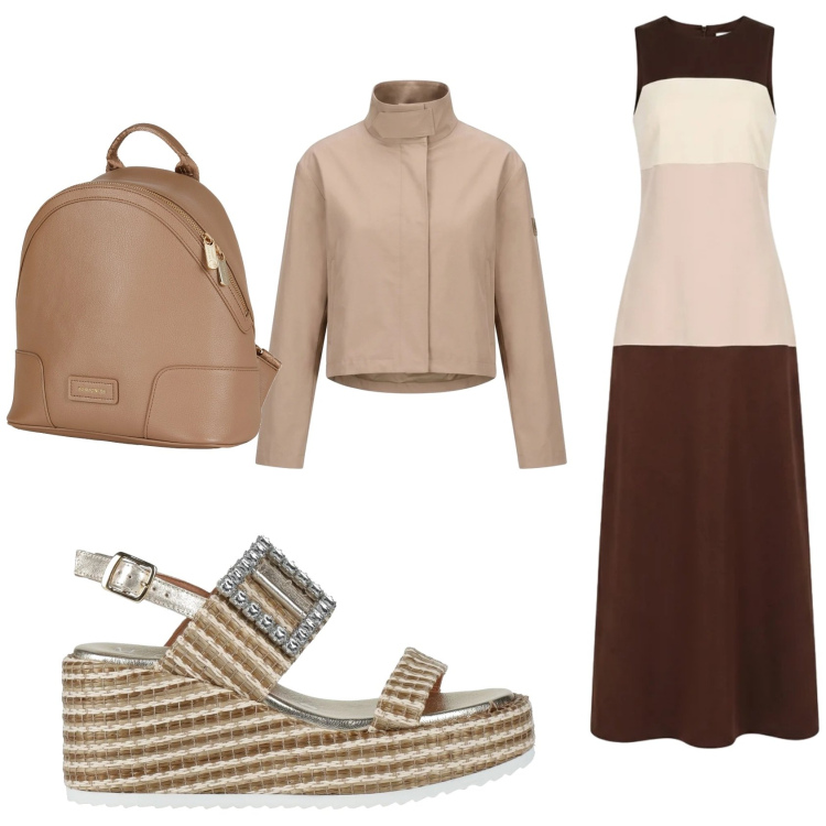 Outfit donna - Il maxi dress. Stile Boho per Tutti i giorni. Abbinamento con zaini, sandali in pelle, vestiti lunghi, blazer.