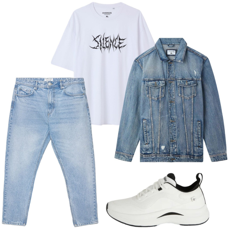 Outfit uomo - Weekend in jeans. Stile Casual per Tutti i giorni. Abbinamento con giacche, jeans, t-shirt, sneakers.