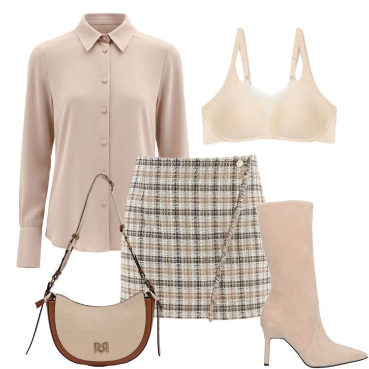 Outfit donna - La gonna a portafoglio. Stile Bon Ton per Tutti i giorni. Abbinamento con stivali, reggiseni, camicie, borse a tracolla, minigonne.