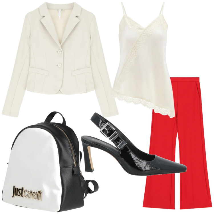 Outfit donna - Top con pizzo. Stile Minimal per Tutti i giorni. Abbinamento con décolleté, zaini, pantaloni, blazer, canottiere.