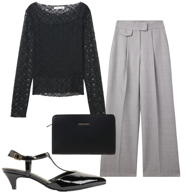 Outfit donna - Total look #2389052. Stile Basic per Serata fuori. Abbinamento con décolleté, t-shirt, pantaloni, borse a tracolla.