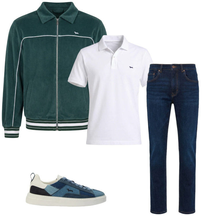 Outfit uomo - Total look #2389078. Stile Casual per Tutti i giorni. Abbinamento con felpe, polo, jeans, sneakers.