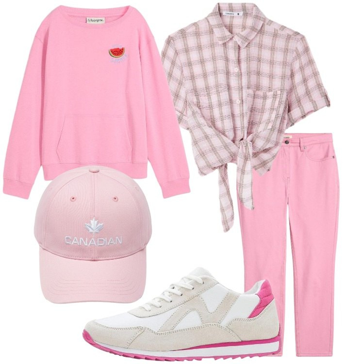 Outfit donna - I quadretti per i tutti i giorni. Stile Casual chic per Tutti i giorni. Abbinamento con felpe, pantaloni, sneakers, camicie a manica corta, berretti.
