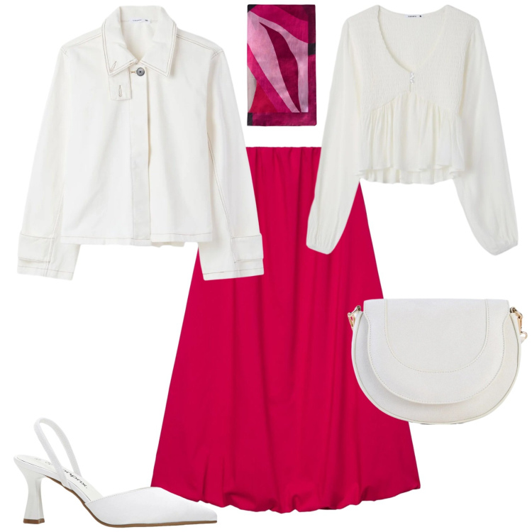 Outfit donna - Casual chic ufficio tempo libero. Stile Casual chic per Tutti i giorni. Abbinamento con décolleté, borse a tracolla, gonne lunghe, cappotti, bluse, foulard.
