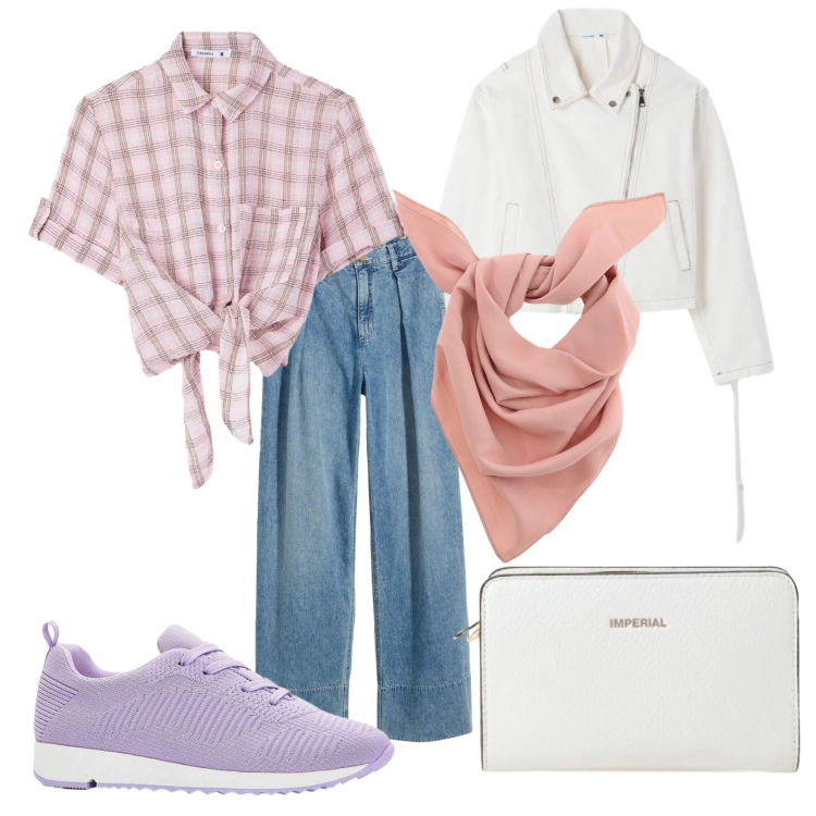 Outfit donna - Quadretti sempre di moda. Stile Casual chic per Tutti i giorni. Abbinamento con jeans, sneakers, camicie a manica corta, cappotti, borse a tracolla, foulard.