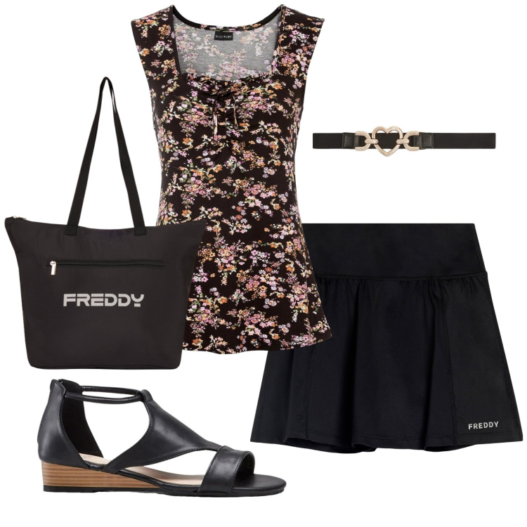 Outfit donna - Total look #2389104. Stile Basic per Tutti i giorni. Abbinamento con sandali, top, cinture, minigonne, shopping bag.