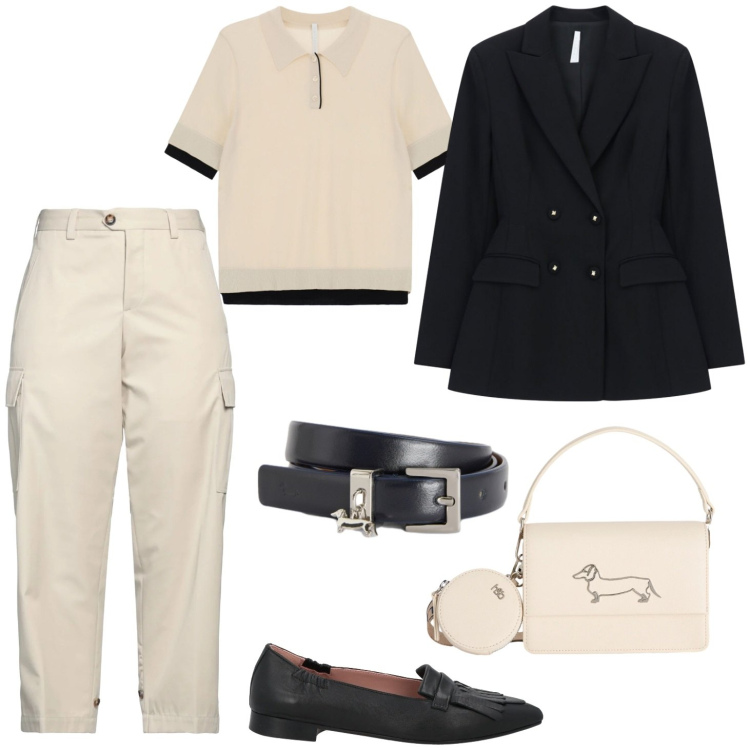 Outfit donna - Amo il mio bassotto. Stile Casual per Tutti i giorni. Abbinamento con mocassini, pantaloni cargo, polo, blazer, cinture, borse a tracolla.
