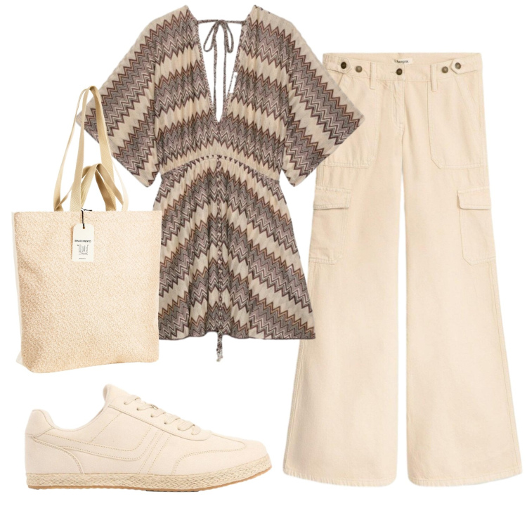 Outfit donna - Total look #2389162. Stile Basic per Tutti i giorni. Abbinamento con pantaloni cargo, sneakers, caftani, borse tote.