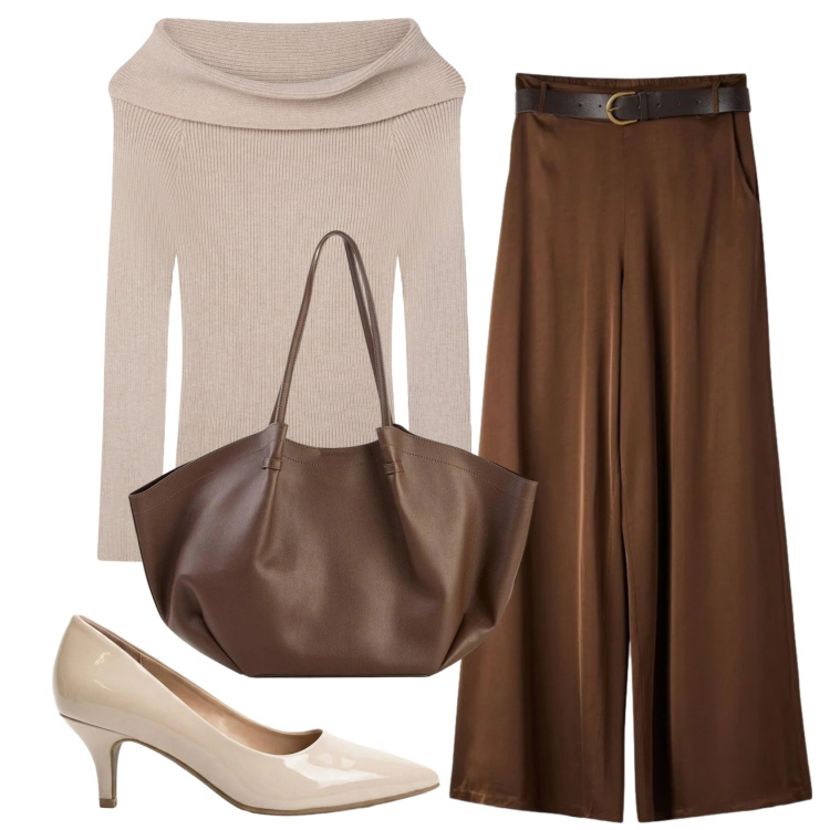 Outfit donna - Total look #2389165. Stile Basic per Ufficio. Abbinamento con décolleté, shopping bag, maglieria, pantaloni.
