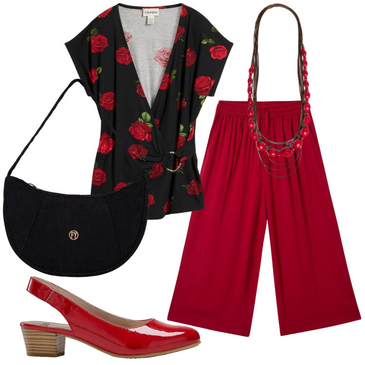 Outfit donna - Total look #2389180. Stile Romantica per Serata fuori. Abbinamento con décolleté, bluse, pantaloni a palazzo, collane, borse a mano.