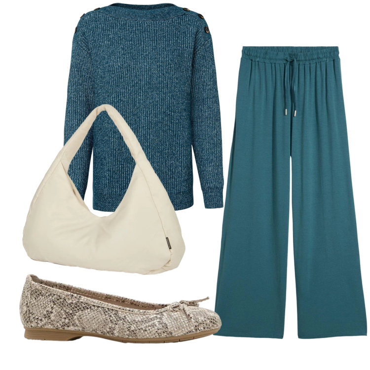 Outfit donna - Total look #2389191. Stile Basic per Tutti i giorni. Abbinamento con pantaloni, maglieria, ballerine, borse a spalla.