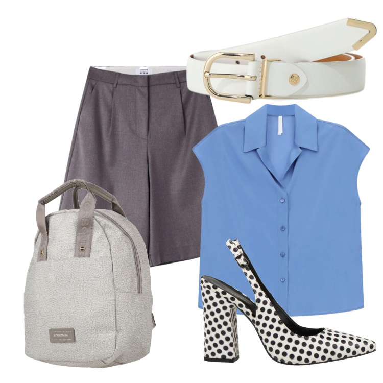 Outfit donna - Total look #2389208. Stile Casual per Ufficio. Abbinamento con zaini, décolleté, bermuda, camicie a manica corta, cinture.