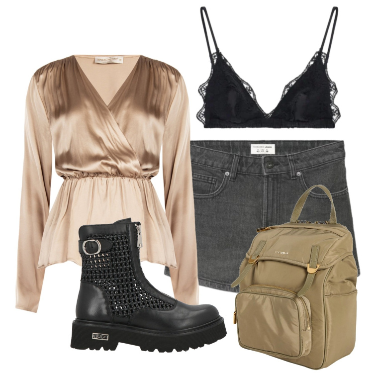 Outfit donna - Total look #2389210. Stile Casual per Serata fuori. Abbinamento con zaini, stivaletti, shorts, reggiseni, bluse.