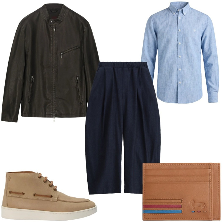 Outfit uomo - Total look #2389228. Stile Trendy per Tutti i giorni. Abbinamento con pantaloni, portafogli, stivali e stivaletti, camicie, giacche.
