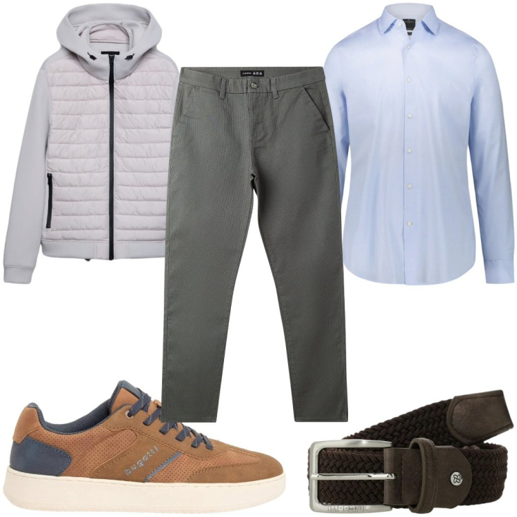 Outfit uomo - Total look #2389232. Stile Casual per Tutti i giorni. Abbinamento con sneakers, pantaloni chino, giacche, cinture, camicie.