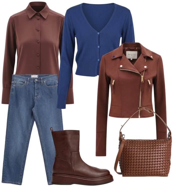 Outfit donna - Vestire a strati. Stile Urban per Ufficio. Abbinamento con stivaletti, giacche, cardigans, camicie, jeans, borse a spalla.