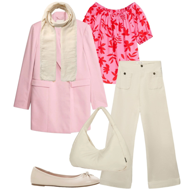 Outfit donna - Total look #2389302. Stile Casual chic per Tutti i giorni. Abbinamento con ballerine, blazer, bluse, jeans, sciarpe, borse a spalla.