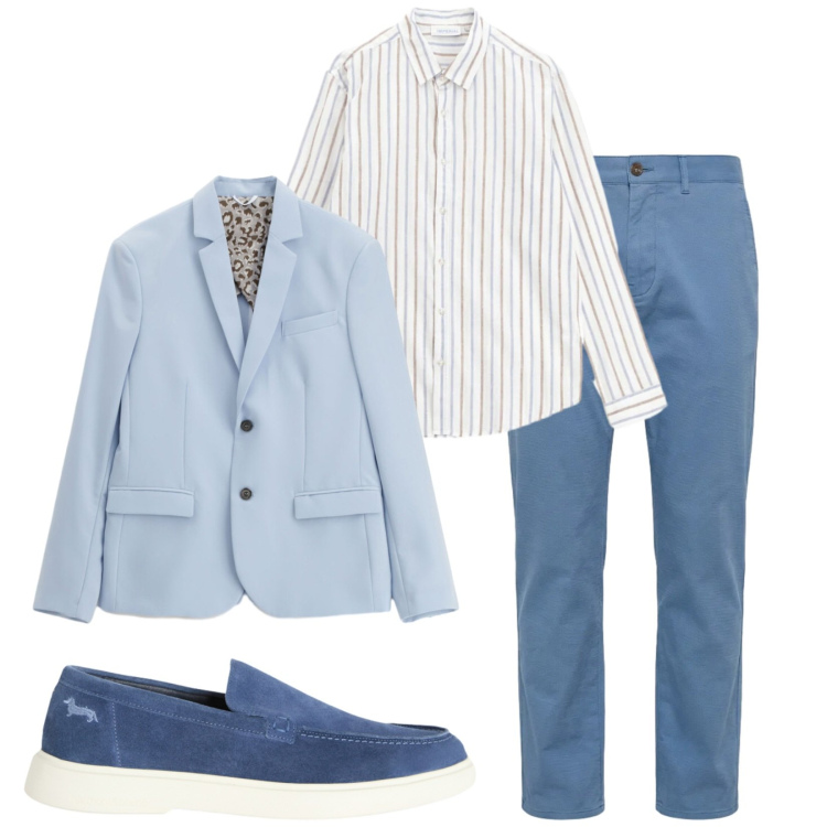 Outfit uomo - Total look #2389307. Stile Business/Elegante per Ufficio. Abbinamento con giacche, camicie, pantaloni, scarpe stringate.