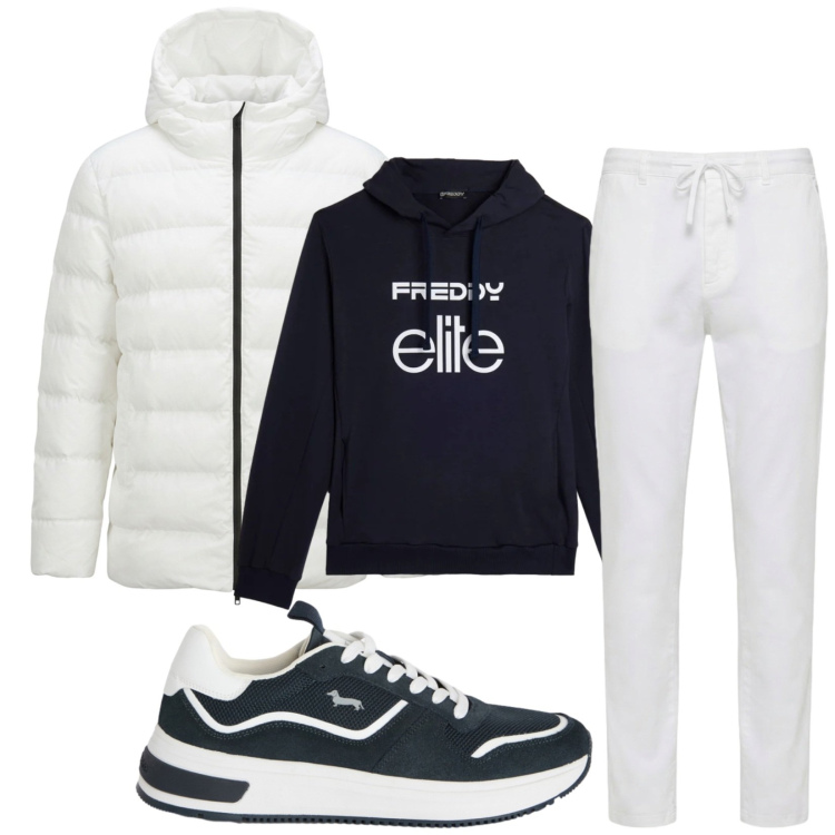 Outfit uomo - Total look #2389309. Stile Urban per Tutti i giorni. Abbinamento con sneakers, pantaloni, felpe con cappuccio, giacche.
