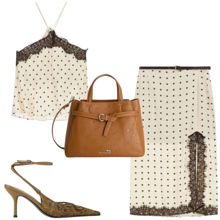 Outfit donna - City. Stile Urban per Tutti i giorni. Abbinamento con décolleté, gonne lunghe, top, borse a mano.