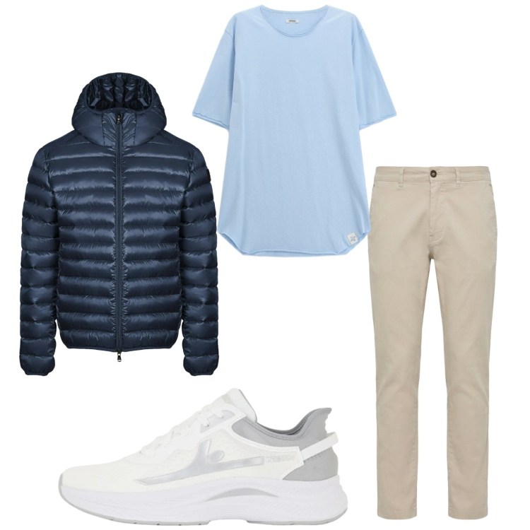 Outfit uomo - Total look #2389313. Stile Trendy per Tutti i giorni. Abbinamento con t-shirt, pantaloni, sneakers, bomber.