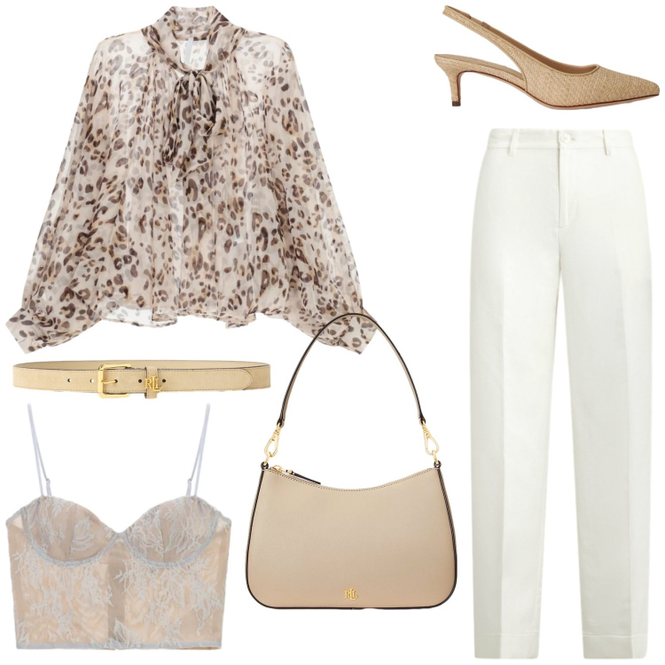 Outfit donna - Innamorata dell\' animalier. Stile Chic per Cerimonia. Abbinamento con canottiere, camicie, borse a spalla, pantaloni, décolleté, cinture.