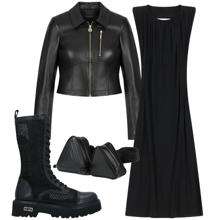 Outfit donna - Bad girls. Stile Rock per Serata fuori. Abbinamento con stivali, marsupi, vestiti lunghi, giacche.
