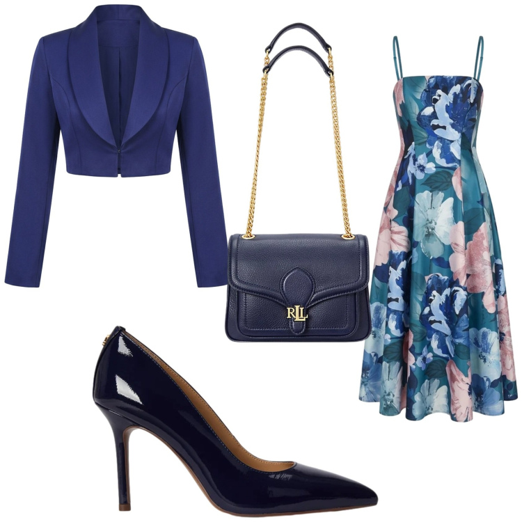 Outfit donna - Primavera: la stagione delle cerimonie. Stile Romantica per Cerimonia. Abbinamento con vestiti midi/longuette, bolero, borse a spalla, décolleté.